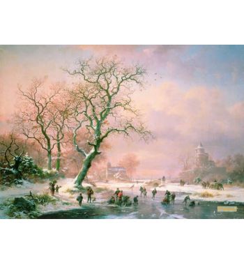 Frozen Winter Landscape With Skaters