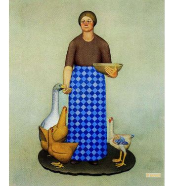 Farmer's Wife With Chickens