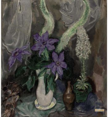 A Still Life With A Purple Clematis