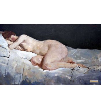 Reclining Nude, White Sheets