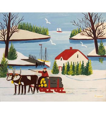 Oxen With Logging Wagon 1