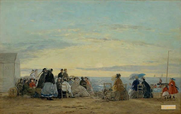 E・ブーダン、SCENE DE PLAGE、海外版超希少レゾネ、新品額付 ウジェーヌ・ブーダン（Eugene Boudin） - 美術品 絵画 有名 - 印象派