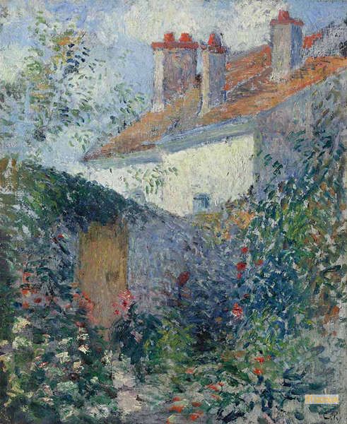 Tableau Toile Camille Pissarro - 'Maisons De Paysans' - Cadre Bois - Prêt à Accrocher - Neuf