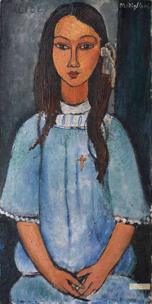 キャンバス油絵　専用　アリス　オマージュ　モディリアーニ アメデオ・クレメンテ・モディリアーニ（Amedeo Clemente Modigliani