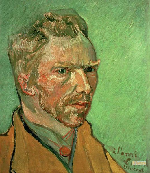 フィンセント・ファン・ゴッホ 自画像（油彩・手描きレプリカ）額付き フィンセント・ヴィレム・ファン・ゴッホ（Vincent Willem van Gogh
