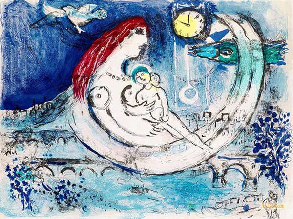 シャガール（Chagall） - キャンバスに有名なアクリル画 - ナイーブ