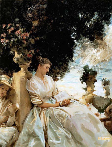 ジョン・シンガー・サージェント、アルハンブラの天人花の中庭 ジョン・シンガー・サージェント（John Singer Sargent） - 手書きの