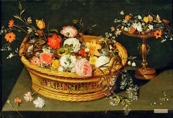 ヤン・ブリューゲル 父 Jan Brueghel the Elder - キャンバスに手作りの油絵の複製 - バロック絵画 マニエリスム ルネサンス - 大型カスタム絵画 - 花のバスケット