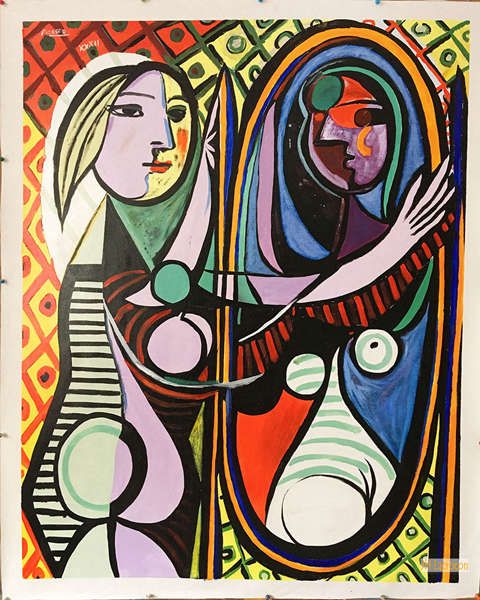 ピカソ (Picasso) - キャンバスに手描きの油絵 - キュービズム、シュル