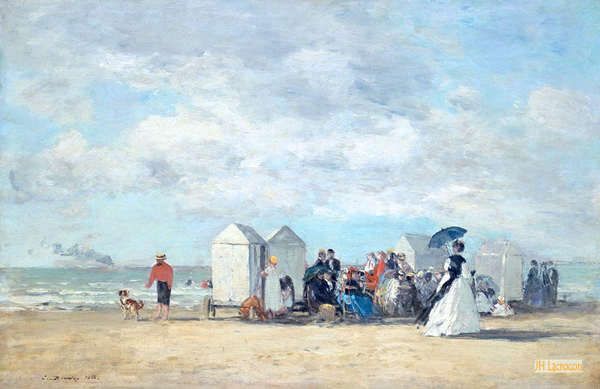 E・ブーダン、SCENE DE PLAGE、海外版超希少レゾネ、新品額付 ウジェーヌ・ブーダン（Eugene Boudin） - 手描きの油絵の複製