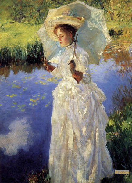 ジョン・シンガー・サージェント、日傘を持つ少女、フラッドベリー ジョン・シンガー・サージェント（John Singer Sargent） - 世界の有名